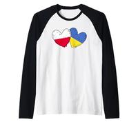 Poland Ukraine Heart Flags Polish Ukrainian Dual Flag Raglan Baseball Tee