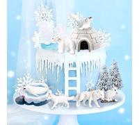 Polar Arctic Animal Cake Topper Antarctic Animal Birthday Party Supplies Winter Wonderland Party Favors Polar Bear Snow Leopard Arctic Fox for Birthday Baby Shower