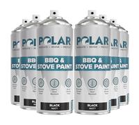 Polar BBQ & Stove Black Spray Paint -6 x 400ml | Matt Finish | Up to 650°C | Ideal Heat Resistant Paint for BBQs, Stoves, Ovens, Automotive Engines, Boilers, Firepits & More | Indoor & Outdoor Use