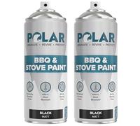 Polar BBQ & Stove Paint - Heat Resistant Paint - Matt Black - 2x400ml | High Temperature BBQ Paint - Withstands Temperatures up to 650°C - Durable Matt Finish For Stoves, BBQs, Firepits & Metal