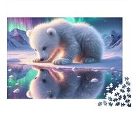 Polar Bear 1000 Piece Jigsaw Puzzle Paper for Adults Northern Lights Jigsaw Puzzle Set Home Decoration 52x38cm/1000pcs