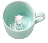 Polar Bear 3D Ceramic Coffee Mug, Cute Animal Inside Tea Cup,Ceramics Figurine Inside Milk Cup Christmas Birthday Gift for Boys Girls Kids, 8 OZ