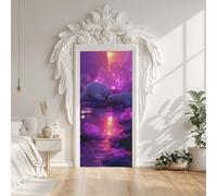 Polar Bear 3D Iceland Door Mural Decals 85x215 cm Cute Animal Bear Door Sticker, Peel and Stick Wallpaper Waterproof PVC Stickers for Bedroom Decor