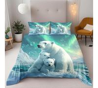 Polar Bear 3D Print Bedding Sets Quilt Cover King Size Duvet Cover Set 220X240 Cm With Zipper And 2 Pillowcaser Quilt Cover Soft Microfiber For Boys Girls Childrens And Adults Birthday