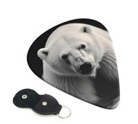 Polar Bear 6 Pack Guitar Picks With Holder, Personalized Guitar Plectrums Non-Slip Portable Ukulele Bass Picks 0.46mm For Acoustic Guitar Lovers Gifts