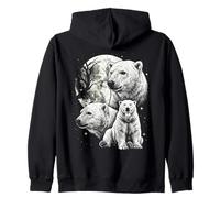 Polar Bear 90s Style Vintage Aesthetic Y2K Polar Bear Zip Hoodie