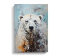 Polar Bear Abstract Art Canvas Wall Art Print 30x20 Inch | Ready to Hang, Gallery Wrapped, Fade-Resistant Inks, Securely Packaged, UK Made