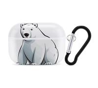 Polar Bear AirPods Pro Case Cover with Keychain Ring PC Hard Shell Protective Case for AirPods Pro 2nd for Women Men Generation Easy Open Full Drop Protection Cover White-Style