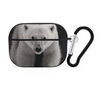 Polar Bear AirPods Pro Case Cover with Keychain Ring PC Hard Shell Protective Case for AirPods Pro 2nd for Women Men Generation Easy Open Full Drop Protection Cover Black-Style