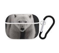 Polar Bear AirPods Pro Case Cover with Keychain Ring PC Hard Shell Protective Case for AirPods Pro 2nd for Women Men Generation Easy Open Full Drop Protection Cover White-Style