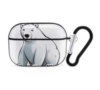 Polar Bear AirPods Pro Case Cover with Keychain Ring PC Hard Shell Protective Case for AirPods Pro 2nd for Women Men Generation Easy Open Full Drop Protection Cover Black-Style