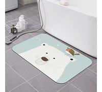 Polar Bear and Bird Diatomaceous Earth Bath Mat Super Absorbent Fast Drying Bathroom Rugs 16×24 in