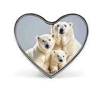 Polar Bear and Cub Floral Swan Lapel Pin - Heart Shape Brooch Pins for Men & Women Suit Accessories, 1" Lightweight Enamel Lapel Pins Buttons for Backpacks, Hats, Bags, Lanyards
