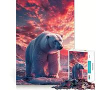 Polar Bear Arctic Sunset 1000 Piece Jigsaw Puzzles for Teenagers Memory Boost Home Leisure Image Assembly Lovely Gift (38x26cm)