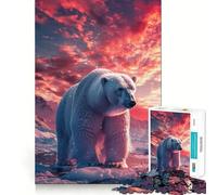 Polar Bear Arctic Sunset Jigsaw Puzzle 1000 Piece for Teenagers Logic Train Toy Light Relax Smooth Cut Wall Art Decor (50x75cm)