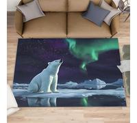 Polar Bear Area Rug 180x240cm Aurora Borealis Glacier Machine Washable Carpet Rug Natural Wonder Non Slip Soft Indoor Rug Carpets Floor Mat for Living Room Bedroom