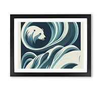 Polar Bear Art Deco Abstract Framed Print | A4 Black Framed Wall Art | Ready to Hang | Art Deco Animal Picture | Living Room Bedroom Lounge Office