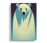 Polar Bear Art Deco Canvas Wall Art Print 30x20 Inch | Ready to Hang, Gallery Wrapped, Fade-Resistant Inks, Securely Packaged, UK Made