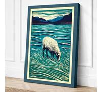 Polar Bear at Water's Edge Canvas Wall Art Print 30x20 Inch | Ready to Hang, Gallery Wrapped, Fade-Resistant Inks, Securely Packaged, UK Made