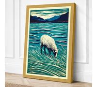 Polar Bear at Water's Edge Canvas Wall Art Print 30x20 Inch | Ready to Hang, Gallery Wrapped, Fade-Resistant Inks, Securely Packaged, UK Made