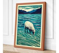 Polar Bear at Water's Edge Canvas Wall Art Print 30x20 Inch | Ready to Hang, Gallery Wrapped, Fade-Resistant Inks, Securely Packaged, UK Made