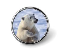 Polar Bear Badge Exquisite Round Alloy Brooch Cute Brooch Fashion Name Badge Lightweight Elegant Pin Compact Circular Alloy Lapel Pin for Id Club Event Souvenir Gift