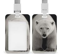 Polar Bear Badge Holder Hard Plastic Card Case Protector Pouch Name Key Card Holder Case for Office ID Credit Cards and Proximity Key Cards