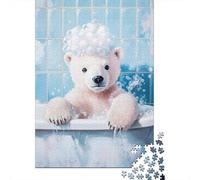 Polar Bear Bath Time 1000-Piece Jigsaw Puzzle for Adults, 38x26cm/1000pcs, Relaxing Screen-Free Hobby, Weekend Downtime And Puzzle Lovers