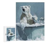 Polar Bear Bath Tub Wash Wooden Picture Puzzle for Grown-Ups, 500 PCS - Screen-Free Activity, for Screen-Free Relaxation at Home