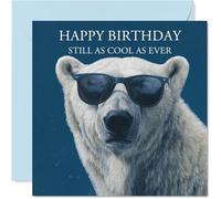 Polar Bear Birthday Card for Men Women - Cool Animals - Happy Birthday Card for Grandma Sister Husband Wife, 145mm Bday Greeting Cards