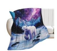 Polar Bear Blanket Arctic Polar Bear Throw Blankets Galaxy Winter Print Cozy Fleece Flannel Stuff Plush Lightweight Bedding Food Lover Gifts for Men Women Adults for Couch Sofa Bed Decor 40"X50"