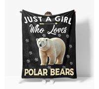 Polar Bear Blanket Just A Girl Who Loves Polar Bears Fleece Throw Blanket Super Soft Warm Cozy Fuzzy Plush Polar Bear Blanket Gifts for Men Women Girls Boys Teens 40"X50"