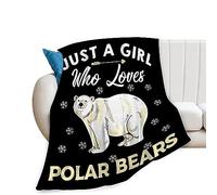 Polar Bear Blanket Soft Cozy Animal Throw Blanket Super Fuzzy Fluffy Warm Just a Girl Who Loves Polar Bears Lightweight Fleece Flannel Gifts Blankets for Kids Adults 50"X40"
