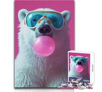 Polar Bear Bubblegum Adult Jigsaw Puzzles1000 Pieces Fun Brain Training Learning Game Great Unique Surprise Present Size 38x52cm