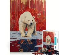 Polar Bear Caged on ICe Adult Jigsaw Puzzle1000 Pieces Brain Teaser Mental Relax Pattern Assembly Santa Wish Item (38x52cm)