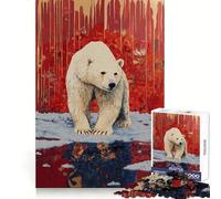 Polar Bear Caged on ICe Adult Jigsaw Puzzle1000 Pieces Brain Teaser Mental Relax Pattern Assembly Santa Wish Item (38x52cm)