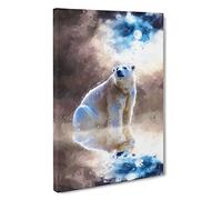 Polar Bear Canvas Print | Gallery Wrapped 30mm Frame Wall Art | 30x20 inches | Ready to Hang | Modern Animals Picture | Living Room Bedroom Lounge Office