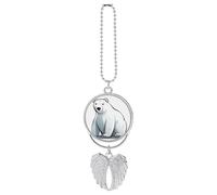Polar Bear Car Hanging Ornament Rear View Mirror Pendant Lucky Presents Hanging Ornament Funny Car Pendant for Office Auto Home Decoration Silver-style
