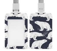 Polar Bear Cartoon Badge Holders Name Tag Holders ID Card Holders Vertical Card Protector 6.8x11cm