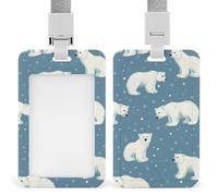 Polar Bear Cartoon Badge Holders Name Tag Holders ID Card Holders Vertical Card Protector 6.8x11cm