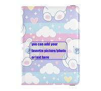 Polar Bear Cartoon Rainbow Color customize Leather Passport Card Holder Cover Combo Travel Passport Wallet With Vaccination Card Slot Passport Holder Case Ultra Slim, polar bear cartoon rainbow color,