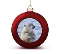Polar Bear Christmas Balls Ornaments 4PCS Christmas Tree Hanging Ball Personalization Red-Style Xmas Trees Ball Pendant for Holiday Party Decoration Supplies
