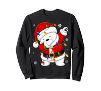 Polar Bear Christmas Lights Fun Animal Dab Dance Santa Xmas Sweatshirt