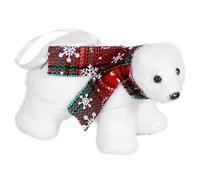 Polar Bear Christmas Ornament, Plush White Bear With Snowflake Scarf, 5.1 X 2.8 In, Tree Hanging Decoration, Festive Home, Door, Window, Table Decor Gift For Family