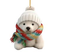 Polar Bear Christmas Tree Decorations,Polar Bear Christmas Decoration | 2D Acrylic Hangings Party Acrylic Pendant, Christmas Fleece, Ornament Wearing Scarves, Animal Figurines