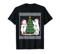 Polar Bear Christmas Ugly Sweater, Cute White Bear Xmas Value Graphic T-Shirt, Men, Black, S