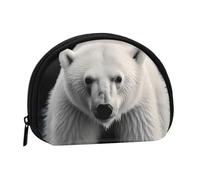 Polar bear Coin Purse, Mini Wallet for Women Men Gifts Change Bag with Zipper Shell Shaped Small Coin Bag Travel Organizer Change Storage Pouch for Cash, Cards, Keys, Lipstick