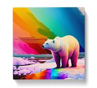 Polar Bear Color Field Painting No.1 Canvas Print for Living Room Bedroom Home Office Décor, Wall Art Picture Ready to Hang, 20x20 Inch (50x50 cm)