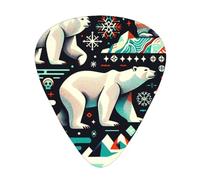 Polar-Bear-Colorful-Snowflake 12 Pack Guitar Picks With 3 Thicknesses And Storage Box, Abs Plectrums For Electric Bass Guitar Players