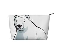 Polar Bear Corduroy Makeup Bag Travel Organizer Bag Cosmetic Bag Large Wide-Open Pouch